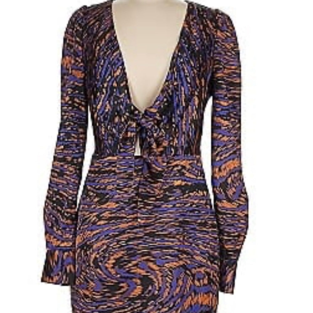 SIZE SMALL a.n.a Purple and Blue Plunge Neck Bodycon Dress