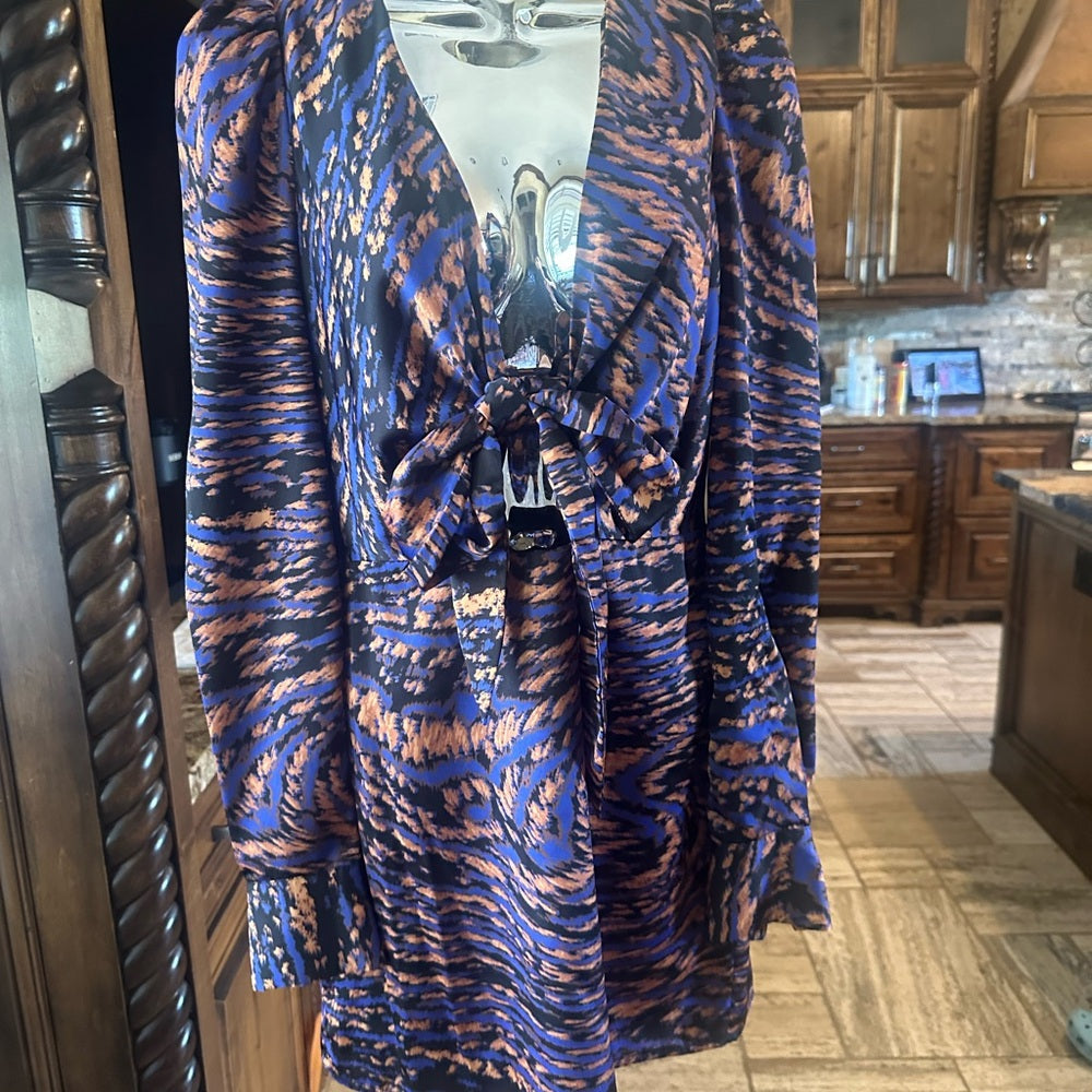 SIZE SMALL a.n.a Purple and Blue Plunge Neck Bodycon Dress