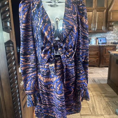 SIZE SMALL a.n.a Purple and Blue Plunge Neck Bodycon Dress