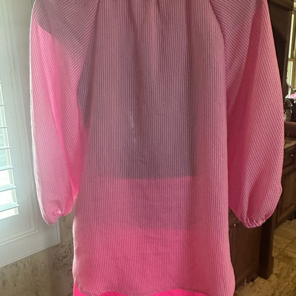 NWOT SIZE XS Vince Camuto Ruffled Pink Puff Sleeve Blouse