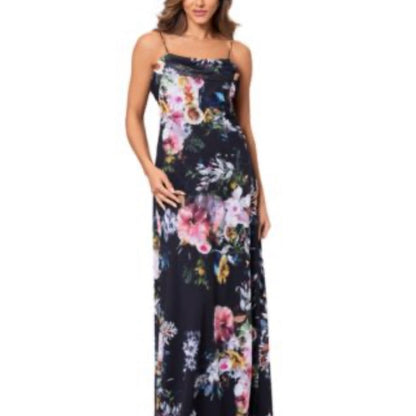 NWT size 14 Betsy & Adam Black Pink Maxi Sundress Spaghetti Strap