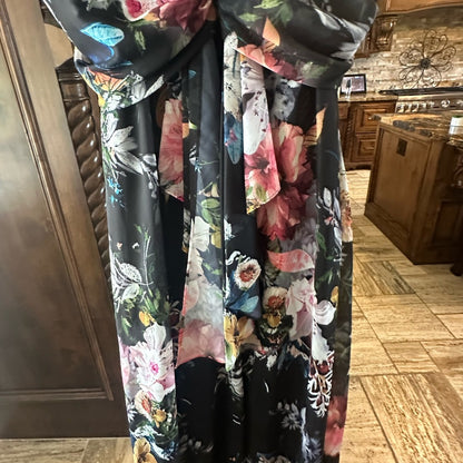 NWT size 14 Betsy & Adam Black Pink Maxi Sundress Spaghetti Strap