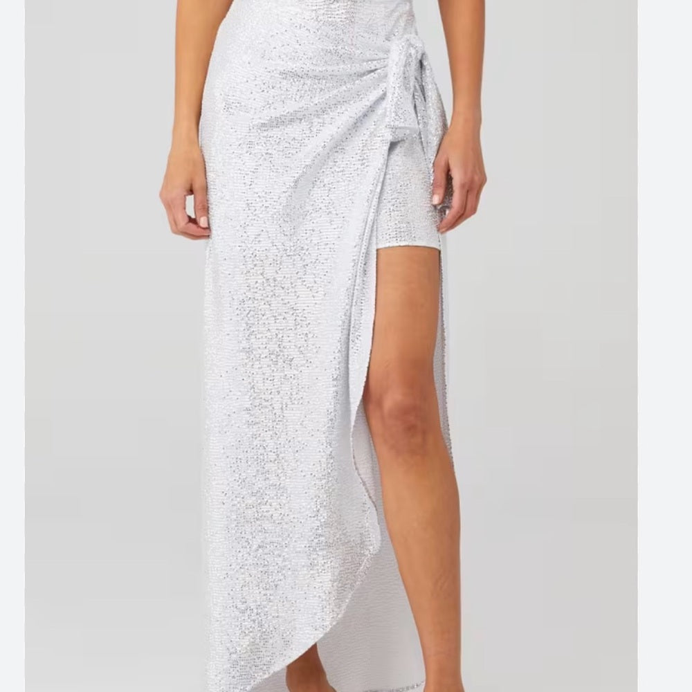 NWT SIZE XS Show Me Your MuMu Silver Maxi Wrap Skirt