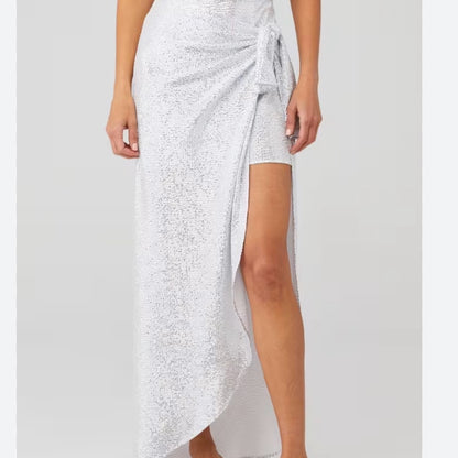 NWT SIZE XS Show Me Your MuMu Silver Maxi Wrap Skirt