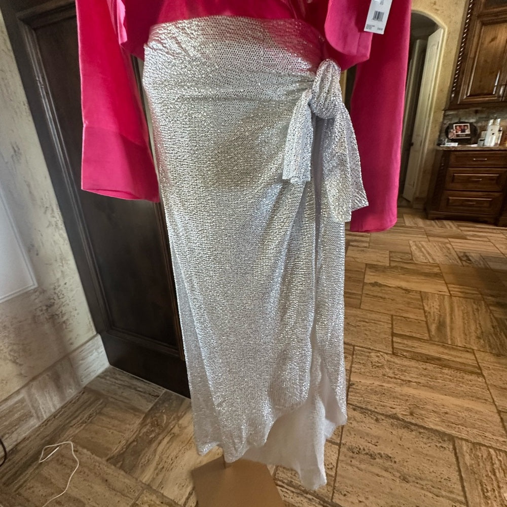 NWT SIZE XS Show Me Your MuMu Silver Maxi Wrap Skirt