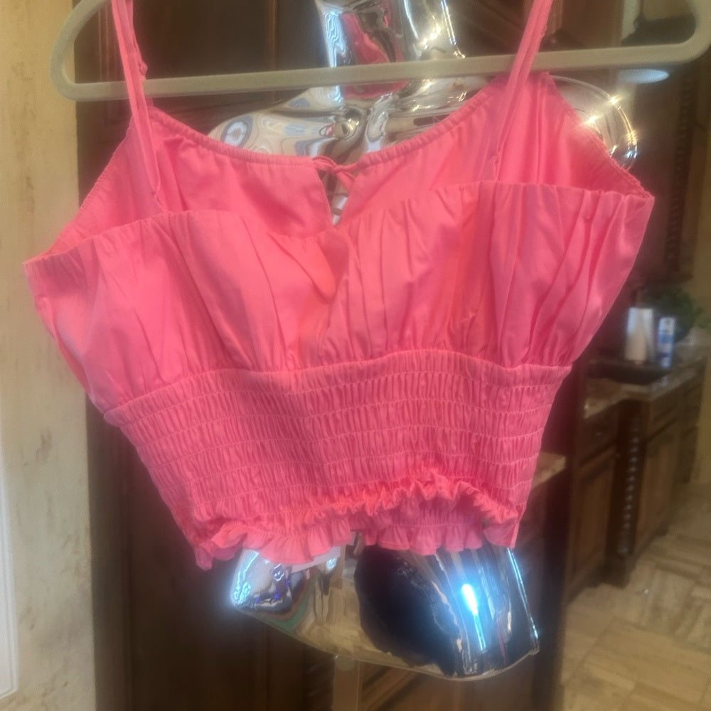 NWT SIZE XL Wayf Pink Smocked Tie Front Camisole