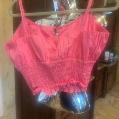 NWT SIZE XL Wayf Pink Smocked Tie Front Camisole
