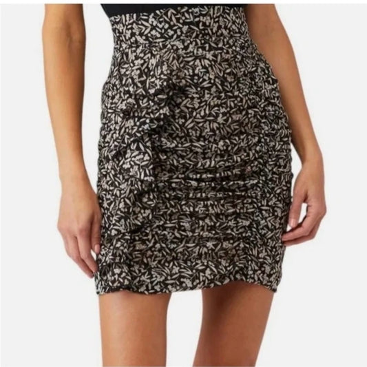 NWT SIZE XS/S Sabina Musayev Black and White Ruched Mini Skirt