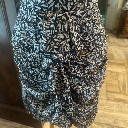 NWT SIZE XS/S Sabina Musayev Black and White Ruched Mini Skirt