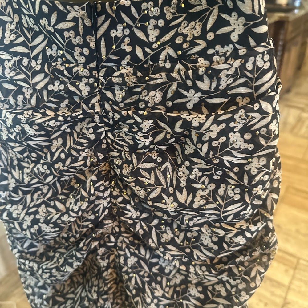 NWT SIZE XS/S Sabina Musayev Black and White Ruched Mini Skirt