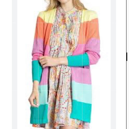 NWR SIZE XL Cheerful Pink and Orange Cardigan Sweater