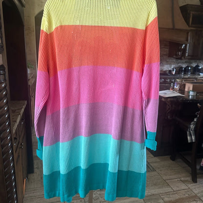 NWR SIZE XL Cheerful Pink and Orange Cardigan Sweater