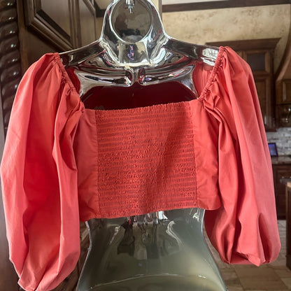 SIZE 4 Tanya Taylor Pink Off-the-Shoulder Ruched Blouse