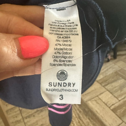 NWT SIZE L Sundry Navy Striped Crop Top
