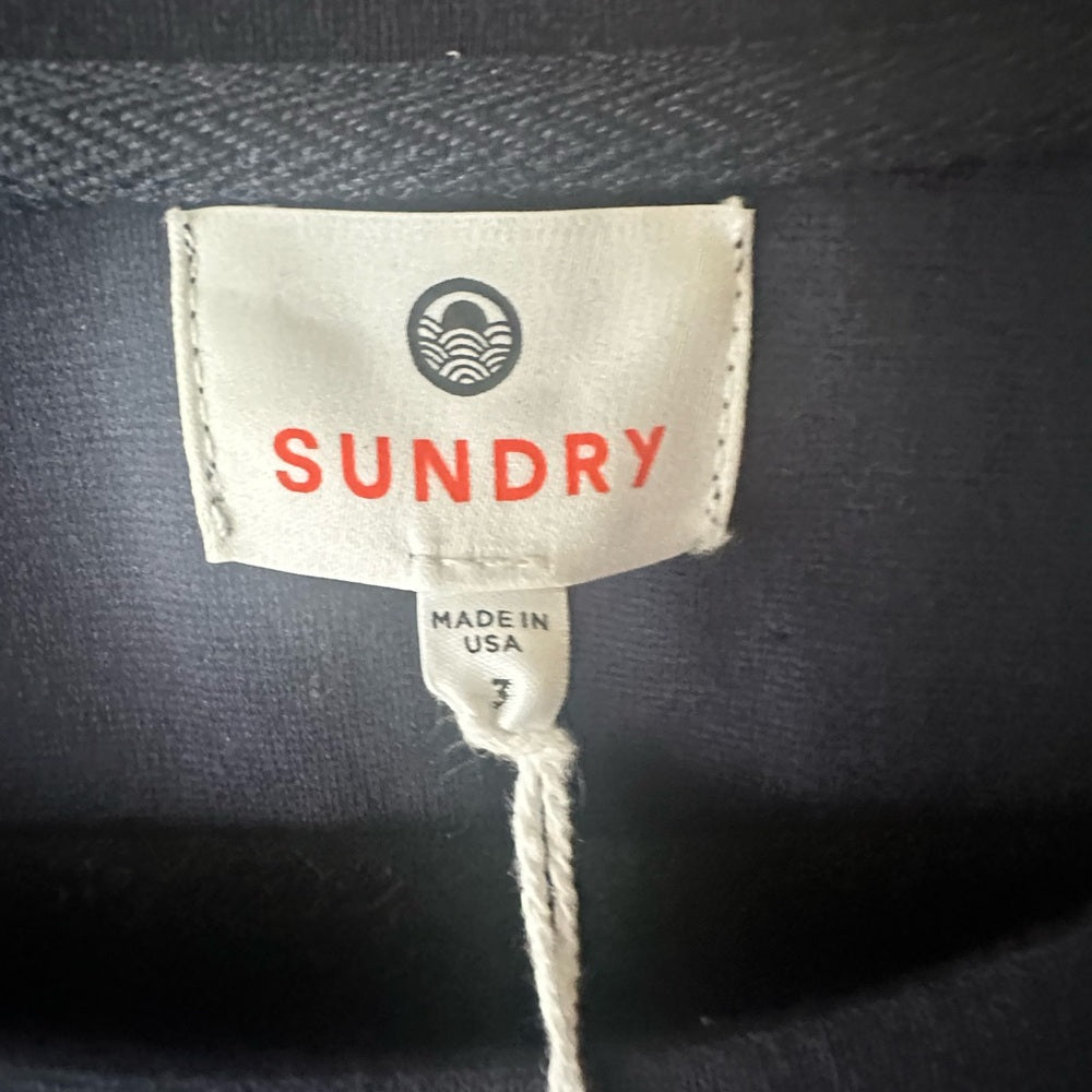 NWT SIZE L Sundry Navy Striped Crop Top