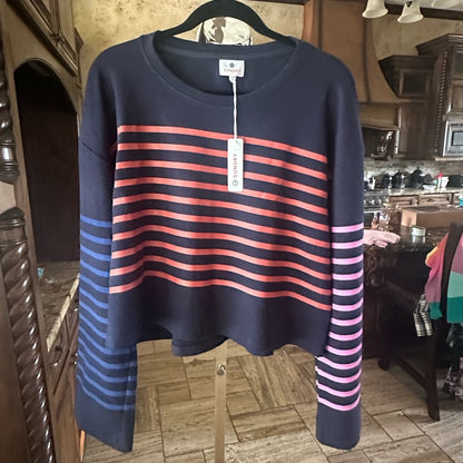 NWT SIZE L Sundry Navy Striped Crop Top
