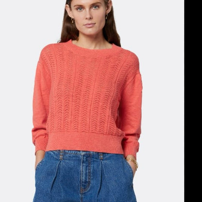 NWT SIZE S Joie Pink Crew Neck Sweater with Textured Ribbed Knit