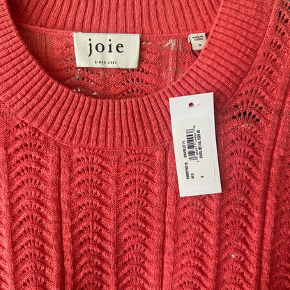 NWT SIZE S Joie Pink Crew Neck Sweater with Textured Ribbed Knit
