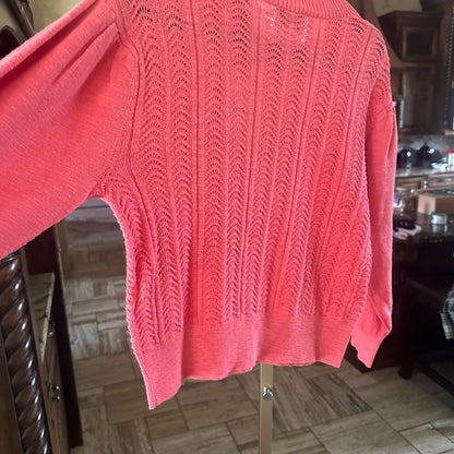 NWT SIZE S Joie Pink Crew Neck Sweater with Textured Ribbed Knit