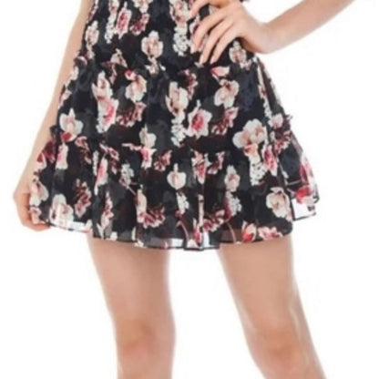 SIZE L Blue Life Skater Mini Skirt in Pink and Blue