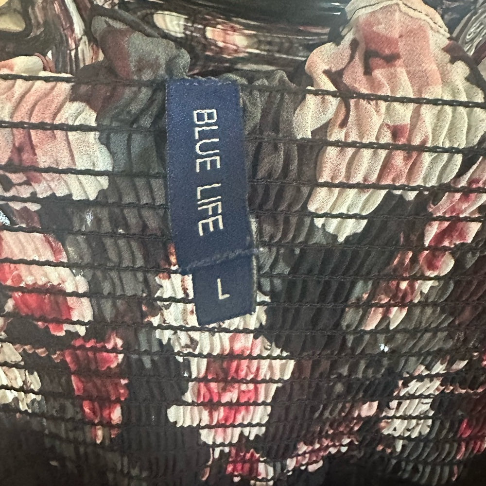 SIZE L Blue Life Skater Mini Skirt in Pink and Blue