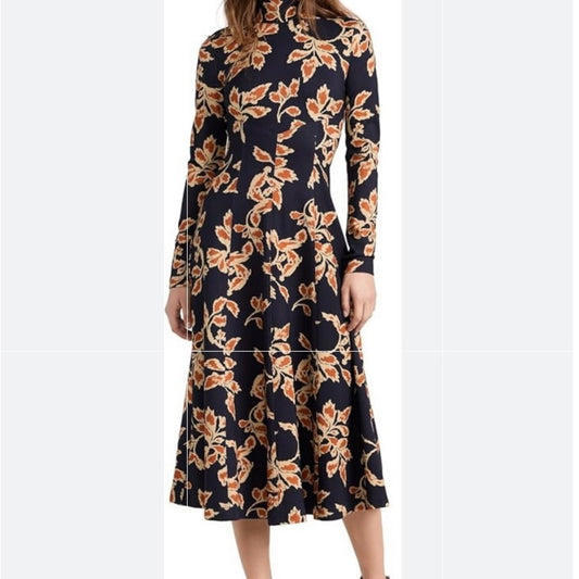 SIZE S Tanya Taylor Orange A-Line Dress with Bishop Sleeves