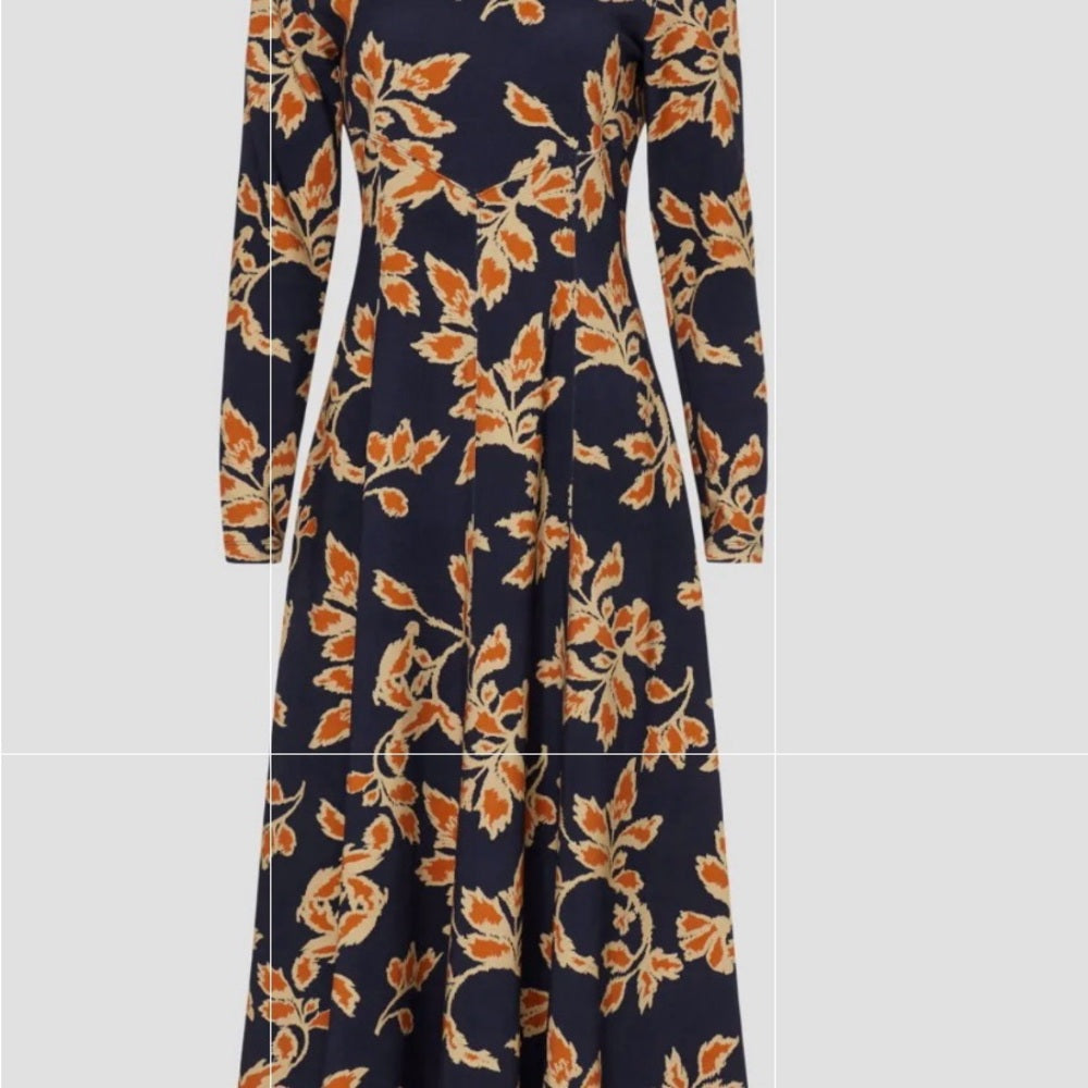 SIZE S Tanya Taylor Orange A-Line Dress with Bishop Sleeves