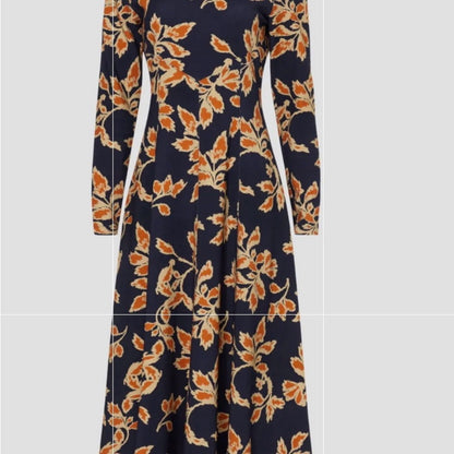 SIZE S Tanya Taylor Orange A-Line Dress with Bishop Sleeves