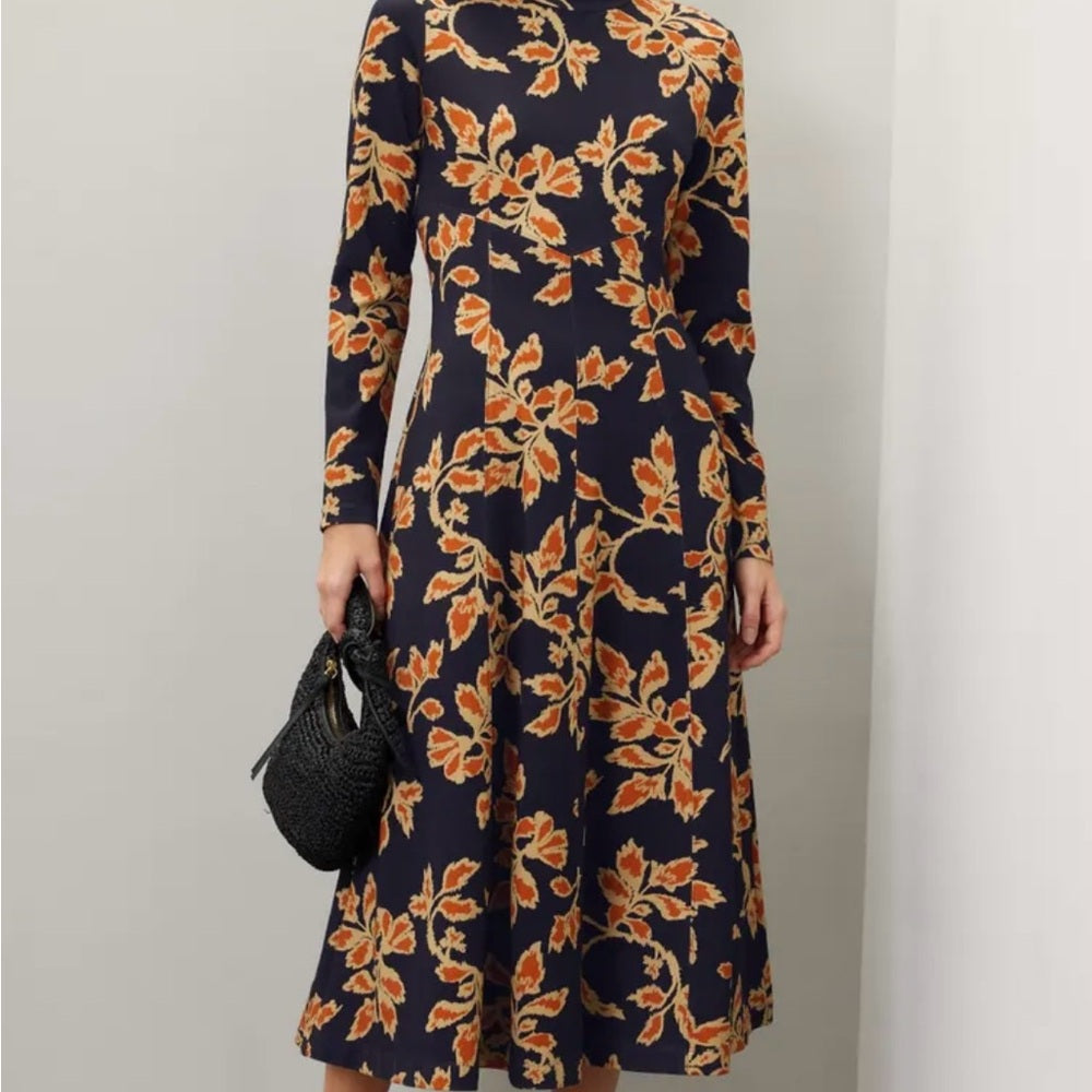 SIZE S Tanya Taylor Orange A-Line Dress with Bishop Sleeves