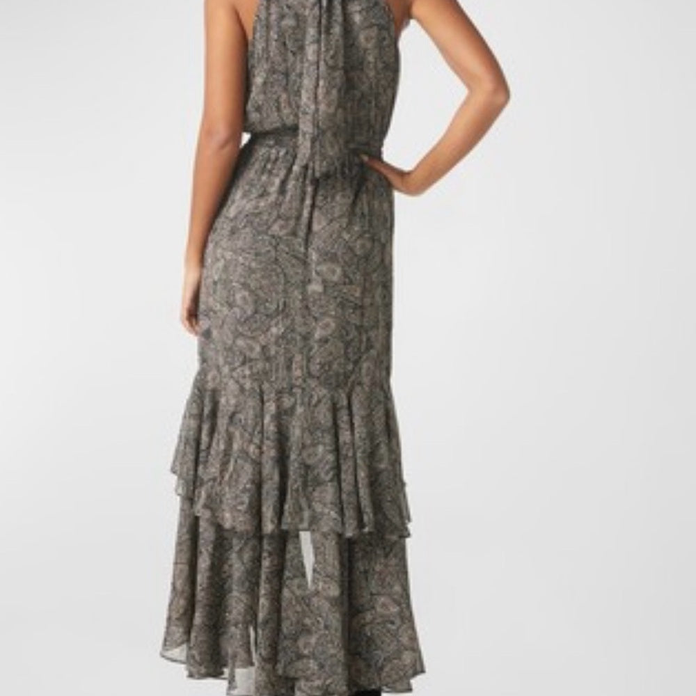 NWT SIZE S Misa Los Angeles Gray High-Low Halter Sundress