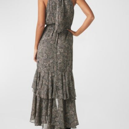 NWT SIZE S Misa Los Angeles Gray High-Low Halter Sundress
