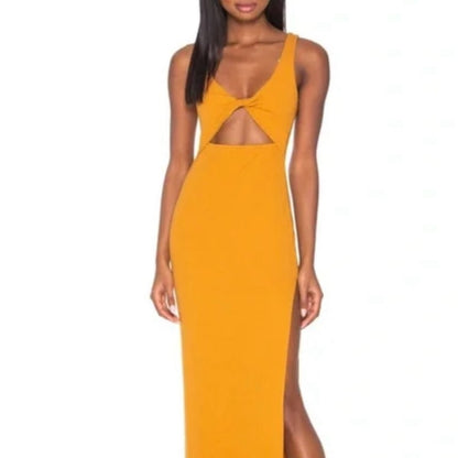 NWOT SIZE M L*Space Gold Cocktail Dress with Plunge Neckline and Slit