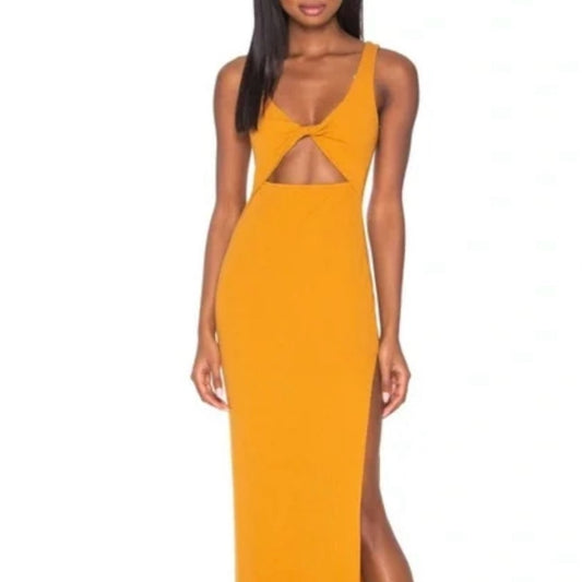 NWOT SIZE M L*Space Gold Cocktail Dress with Plunge Neckline and Slit