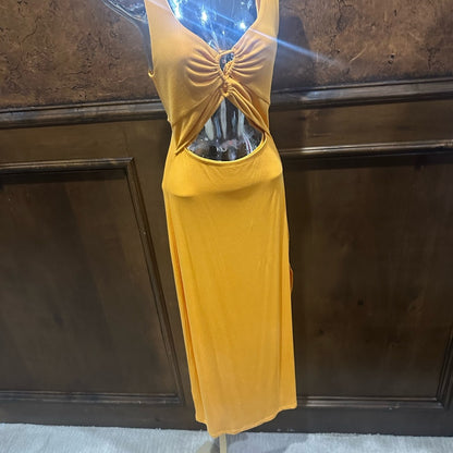 NWOT SIZE M L*Space Gold Cocktail Dress with Plunge Neckline and Slit