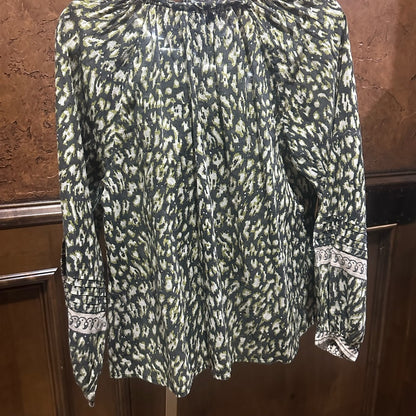 NWOT SIZE M Cleobella Green Black Long Sleeve Blouse