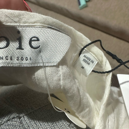 NWT SIZE M Joie Cream Blouse with Puff Sleeves and Ruffled Peplum