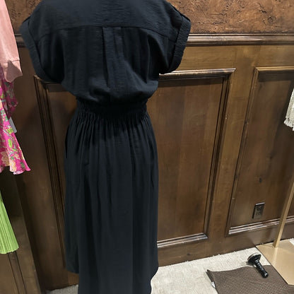 SIZE XS Ramy Brook Black Midi Shirt Dress with Cuffed Sleeves
