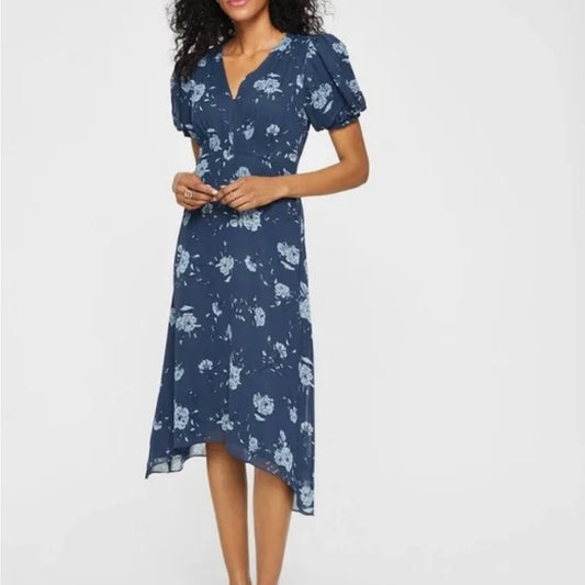 SIZE 4 Club Monaco Asymmetrical Blue and White Sundress