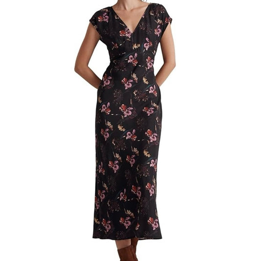 SIZE M Nordstrom Elegant Black and Pink Maxi Dress