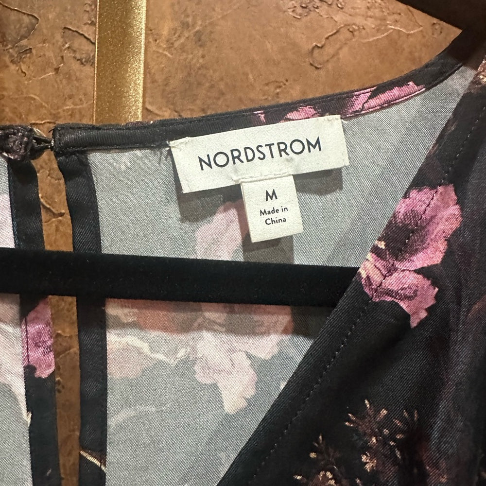 SIZE M Nordstrom Elegant Black and Pink Maxi Dress