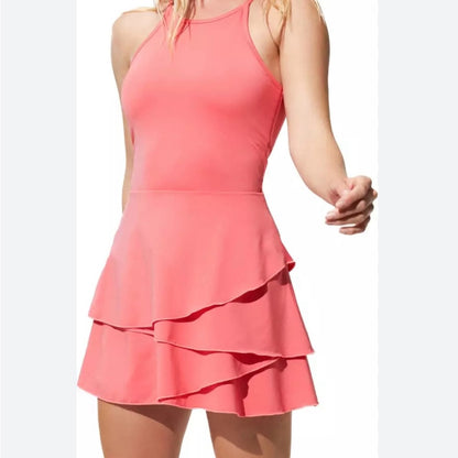 NWT SIZE M EleVen by Venus Williams  Pink Asymmetrical Ruffled Mini Dress