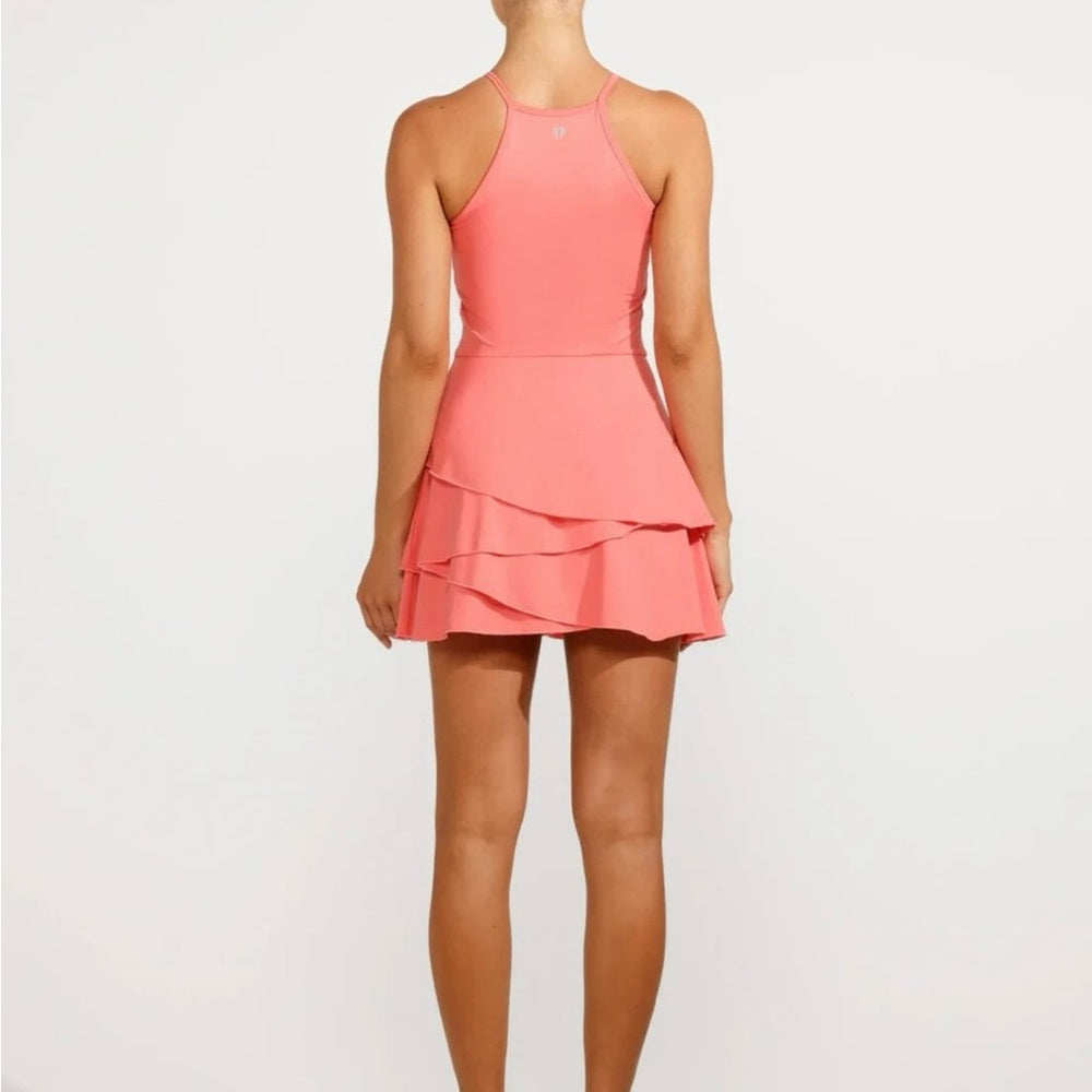 NWT SIZE M EleVen by Venus Williams  Pink Asymmetrical Ruffled Mini Dress