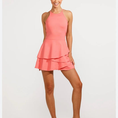 NWT SIZE M EleVen by Venus Williams  Pink Asymmetrical Ruffled Mini Dress