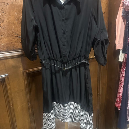NWOT SIZE XL BCX Black and White Puff Sleeve Midi Dress