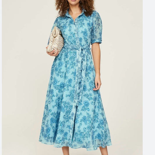SIZE 38 Derek Lam Blue and White A-Line Maxi Dress