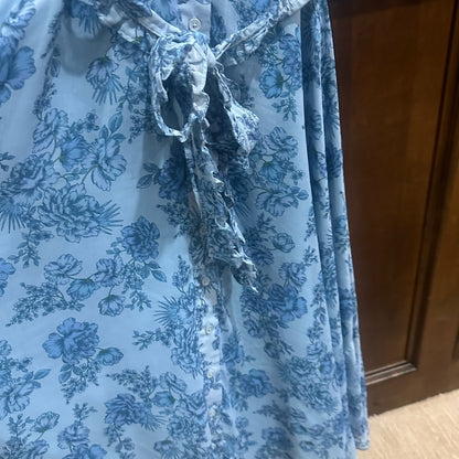 SIZE 38 Derek Lam Blue and White A-Line Maxi Dress