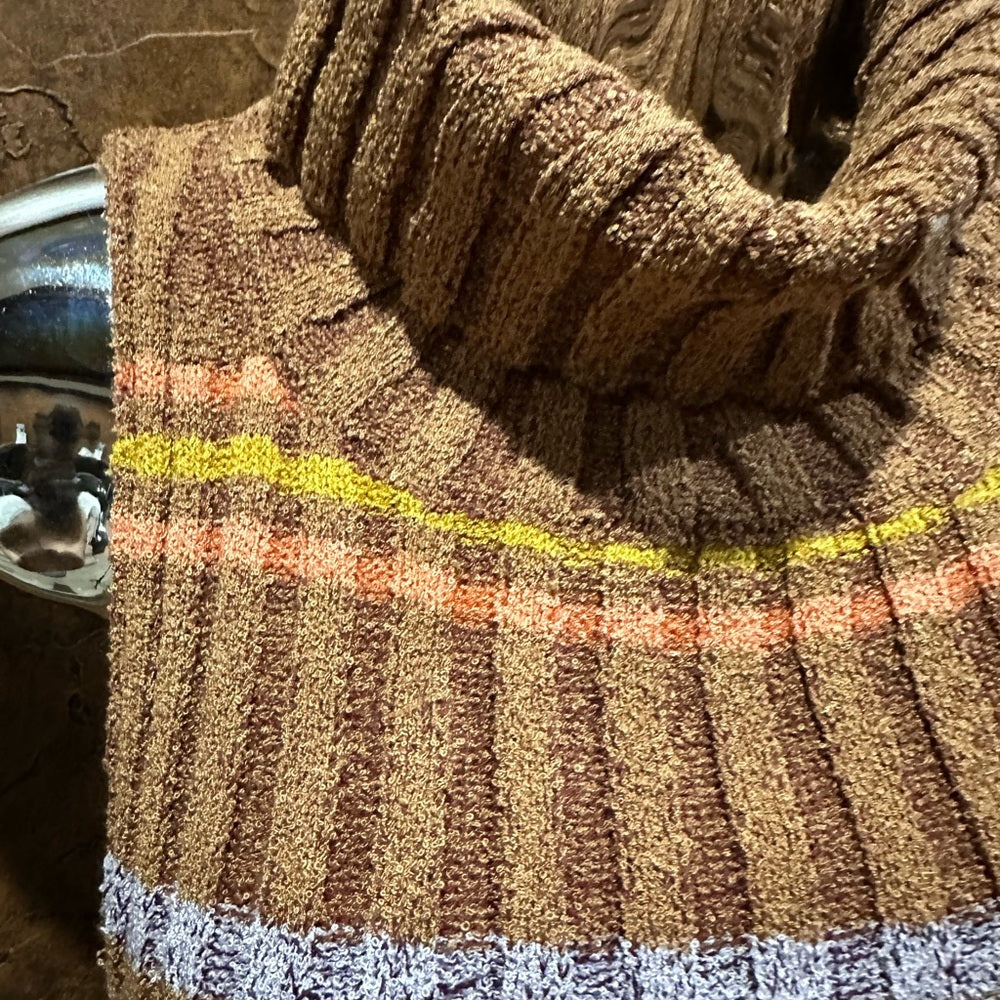 NWOT SIZE XS Free People Pink and Brown Ribbed Turtleneck Sweater