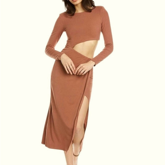 SIZE M Astr High Low Cutout Dress in Rust