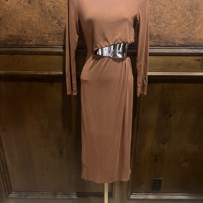 SIZE M Astr High Low Cutout Dress in Rust