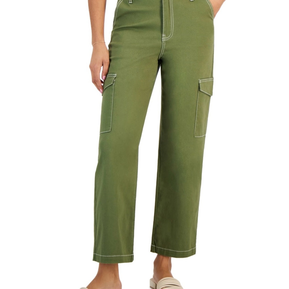 NWOT SIZE 30 GOGO Green Capris Relaxed Fit Cotton